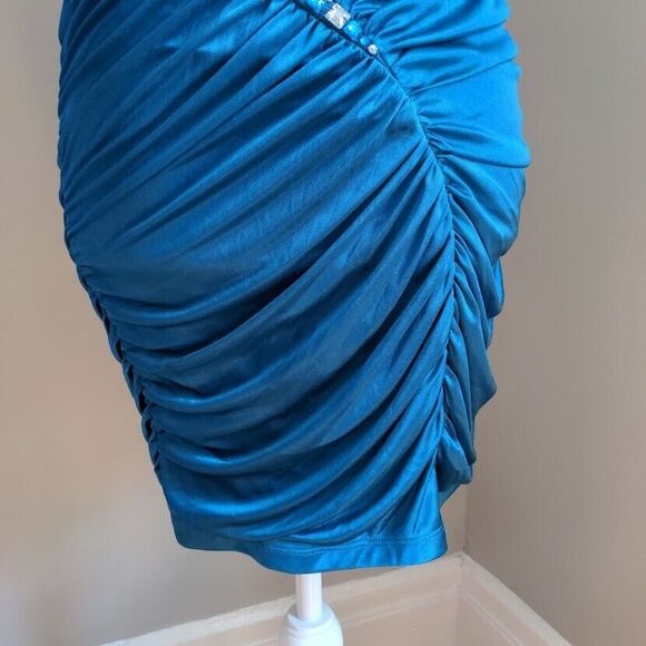 Vintage Y2K Mini Dress Strapless City Triangles Trashy Bejeweled Party Blue S - Picture 7 of 15